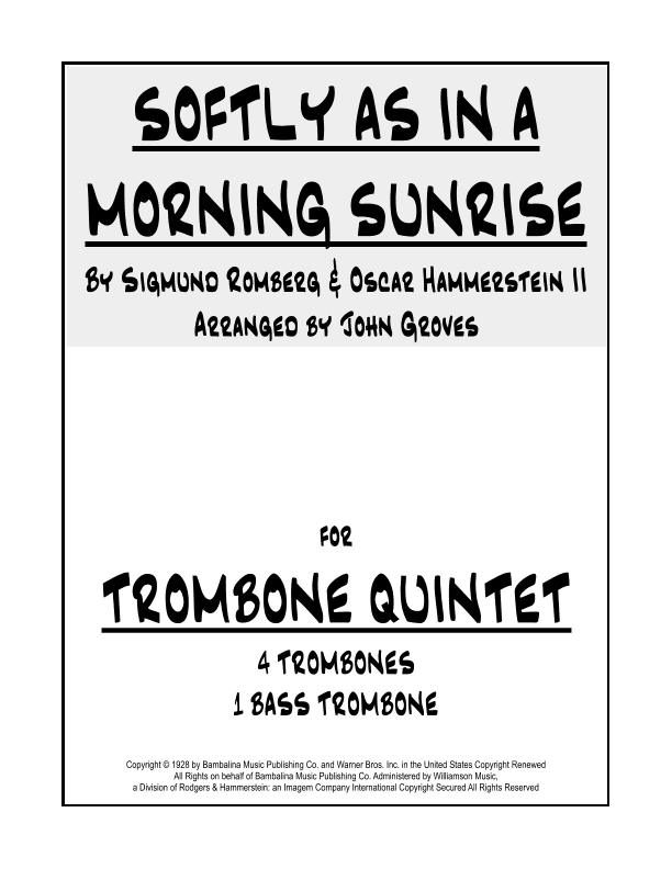 Softly As In A Morning Sunrise (arr. John Groves)