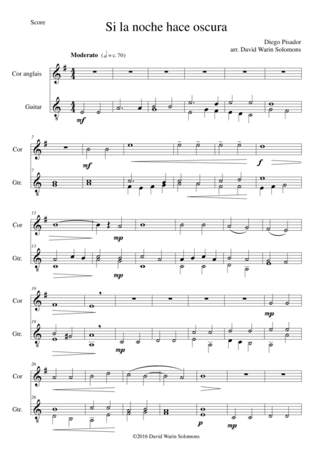 Si la noche hace oscura for cor anglais and guitar (arr. David Warin Solomons)