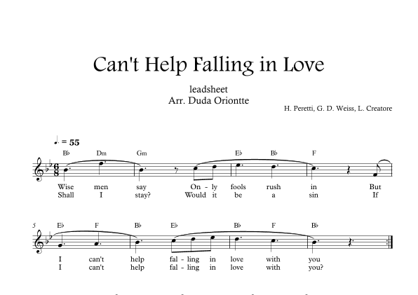 Can't Help Falling In Love (arr. Duda Oriontte)