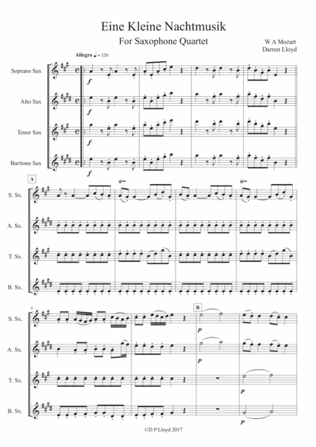 Eine Kleine Nachtmusik - Saxophone Quartet (arr. Darren Lloyd)