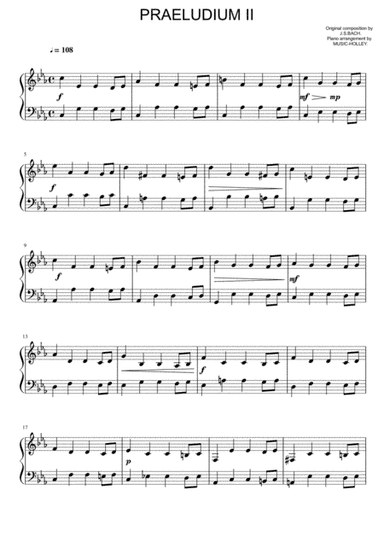 J.S. Bach - Praeludium II (easy piano) (arr. Music-holley)