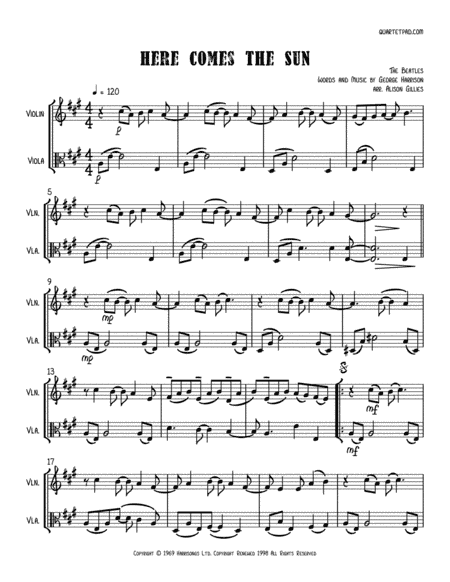Here Comes The Sun (arr. Alison Gillies)