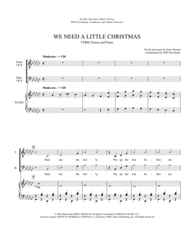 We Need A Little Christmas (arr. Willi Zwozdesky)