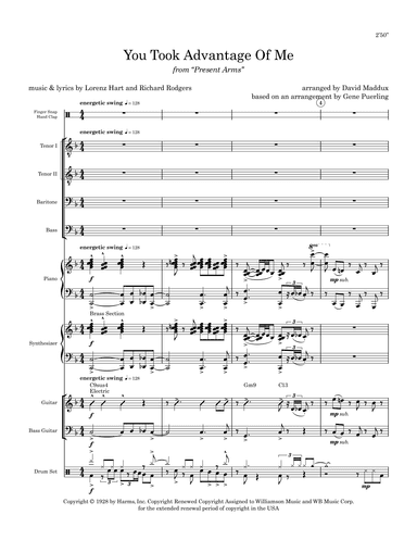 You Took Advantage Of Me (arr. David Maddux)