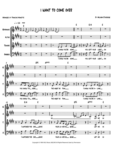 I Want To Come Over (arr. Francois Monette)