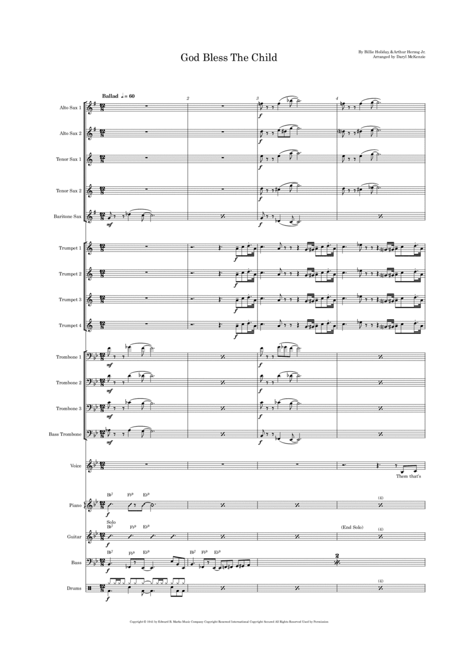 God Bless' The Child (arr. Daryl McKenzie)