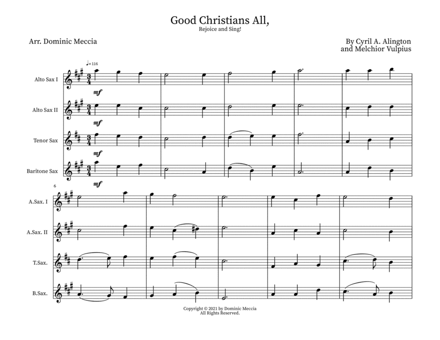 Good Christians All, Rejoice and Sing! (arr. Dominic Meccia)