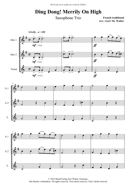 Ding Dong! Merrily On High (arr. Gert Th. Walter)