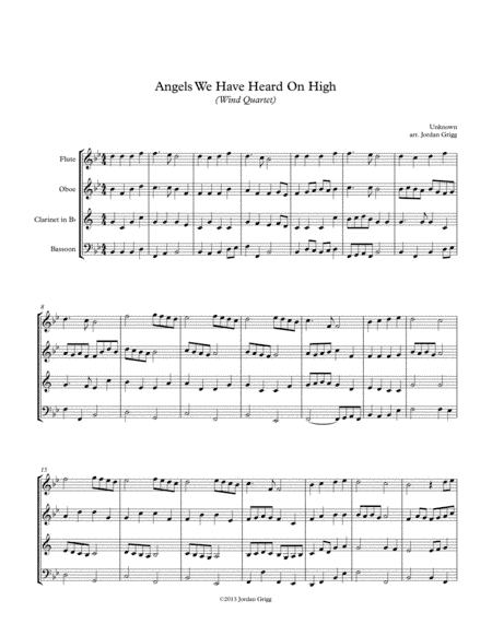 Angels We Have Heard On High (Wind Quartet) (arr. Jordan Grigg)