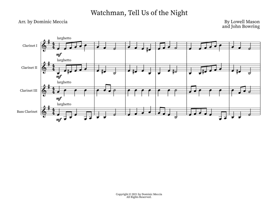 Watchman, Tell Us of the Night (arr. Dominic Meccia)