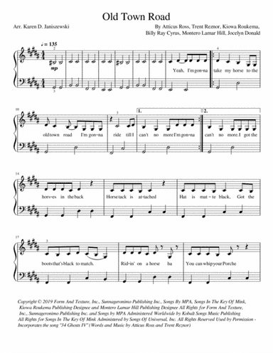 Old Town Road (remix) (arr. Karen D. Janiszewski)
