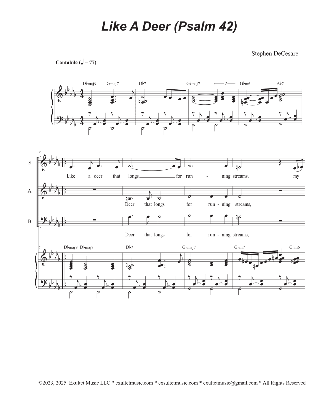 Like A Deer (Psalm 42) (SAB)