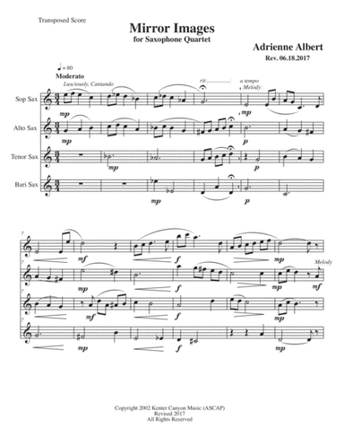 MIRROR IMAGES for Saxophone Quartet