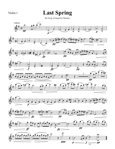Last Spring by Grieg (arranged for String Quartet) (arr. Marmpy)