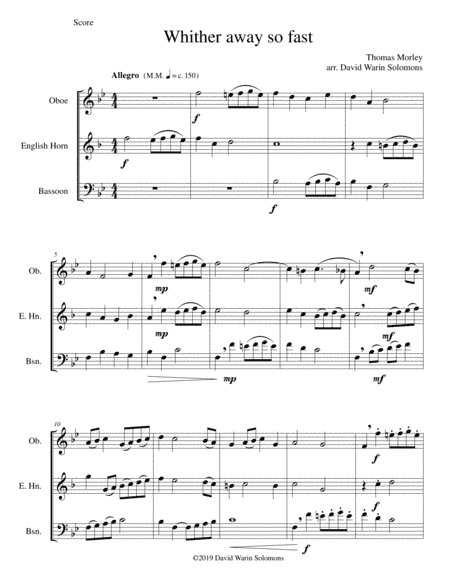 Whither away so fast for double reed trio (arr. David Warin Solomons)
