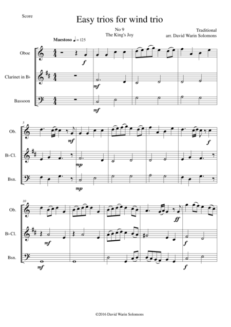 The King's Joy for wind trio (oboe, clarinet, bassoon) (arr. David Warin Solomons)