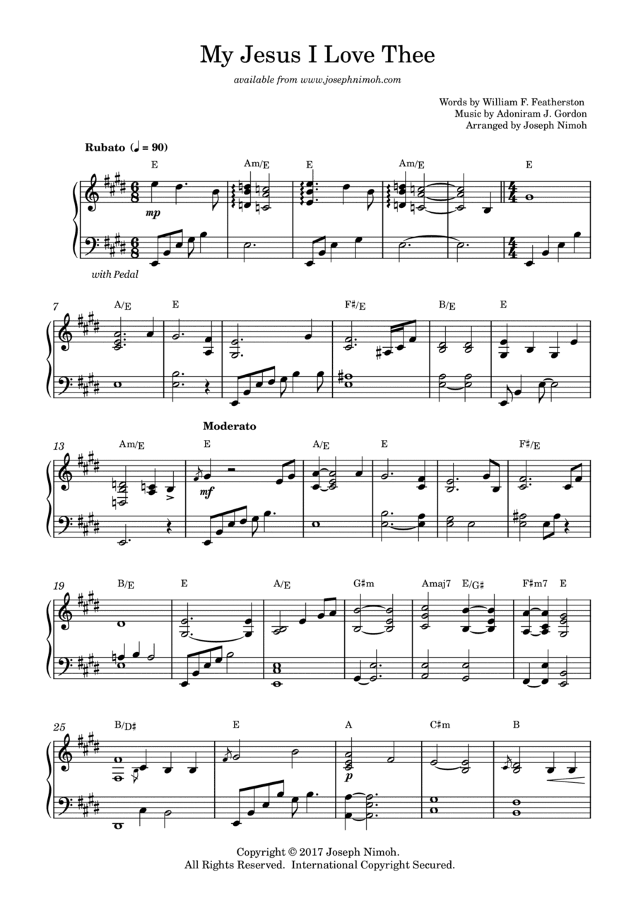My Jesus I Love Thee - Solo Piano (arr. Joseph Nimoh)
