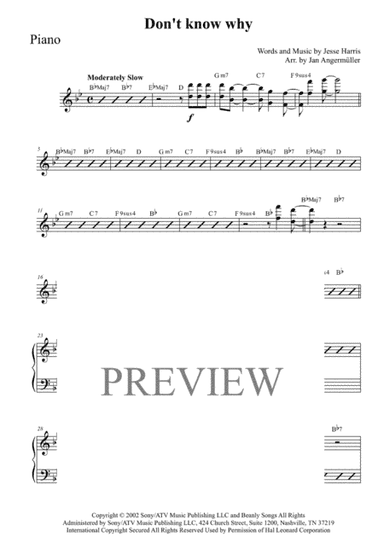 Don't Know Why (arr. Jan Angermüller)