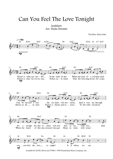 Can You Feel The Love Tonight (arr. Duda Oriontte)