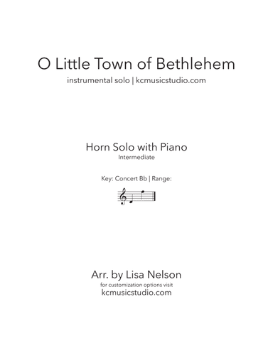 O Little Town of Bethlehem - Advanced Horn and Piano (arr. Lisa Nelson)