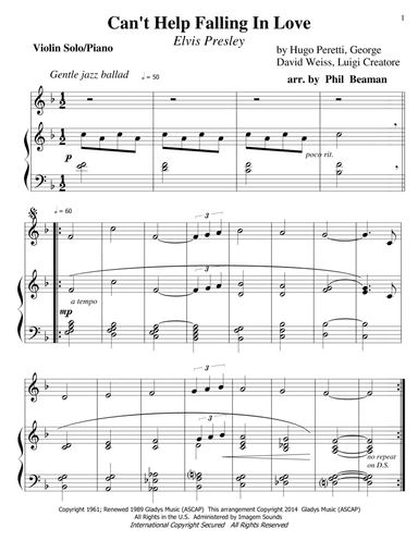 Can't Help Falling In Love (arr. Phil Beaman)