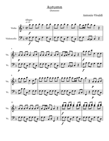Autumn for violin and cello (arr. Tom Christie)