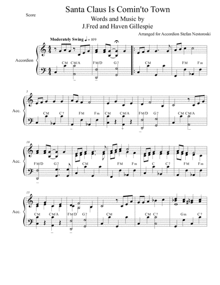 Santa Claus Is Comin' To Town (arr. Stefan Nestoroski)