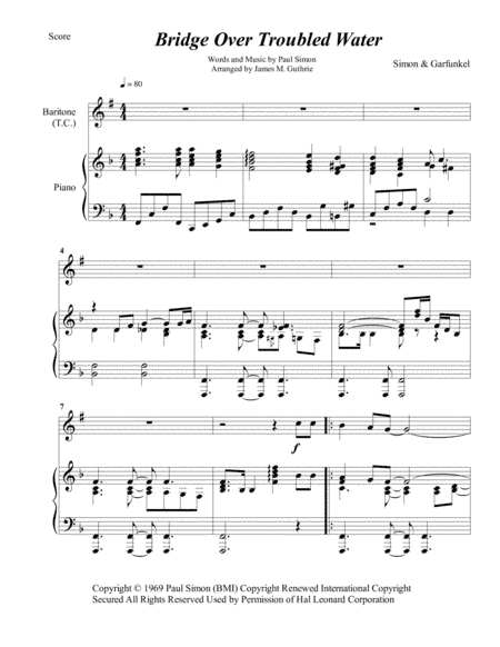 Bridge Over Troubled Water (arr. James M. Guthrie, ASCAP)