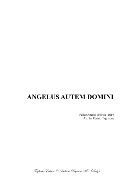 ANGELUS AUTEM DOMINI - F.Anerio - SATB (arr. Renato Tagliabue)