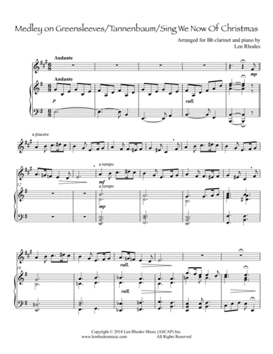 Tannenbaum - Greensleeves - Sing We Now of Christmas; a medley for Clarinet and Piano (arr. Len Rhodes)
