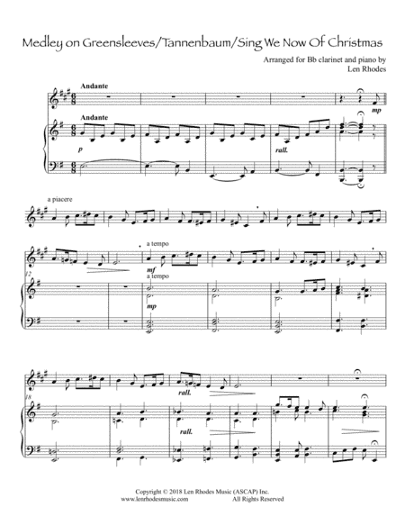 Tannenbaum - Greensleeves - Sing We Now of Christmas; a medley for Clarinet and Piano (arr. Len Rhodes)