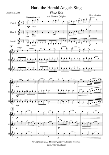 Hark the Herald Angels Sing (Flute Trio) (arr. Thomas Quigley)