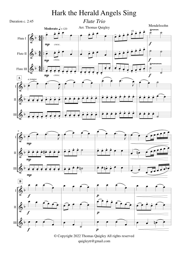 Hark the Herald Angels Sing (Flute Trio) (arr. Thomas Quigley)