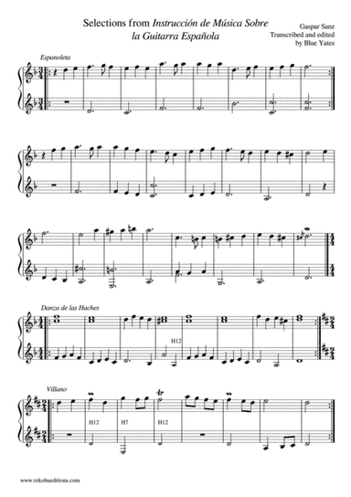 Espanoleta, Danza de las Haches and Villano (Gaspar Sanz) (arr. Blue Yates)
