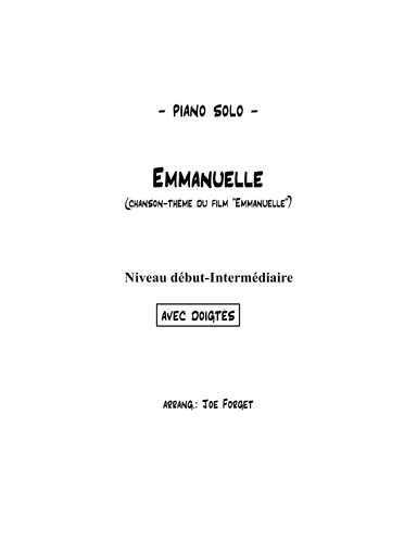 Emmanuelle (arr. Joe Forget (JFpiano))