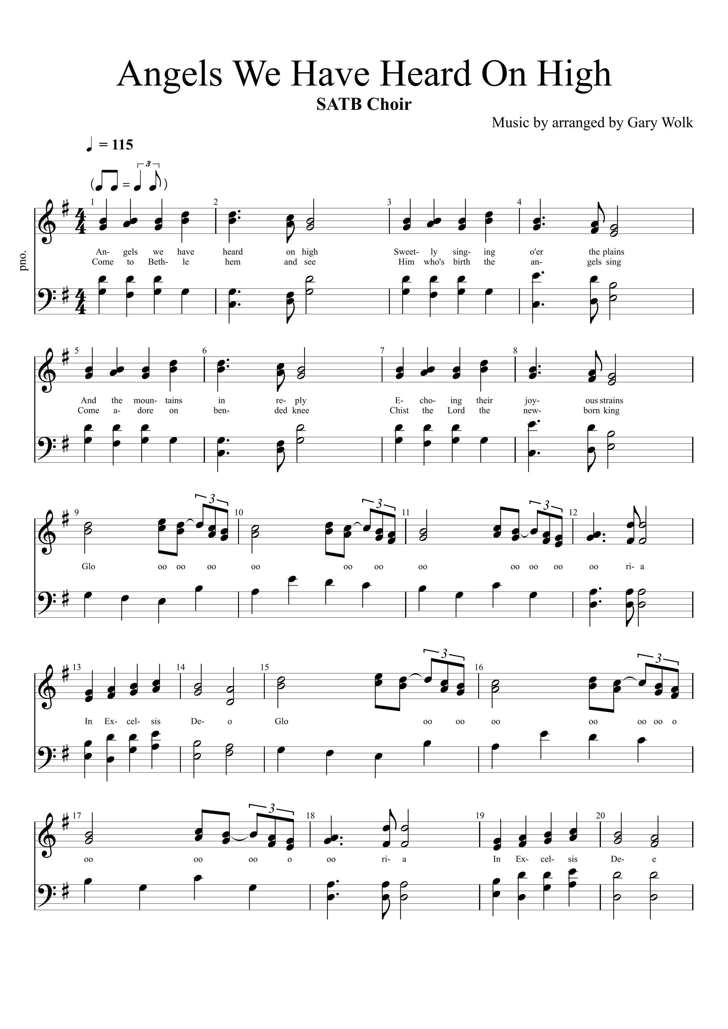 Angels We Have Heard On High (arr. Gary Wolk)