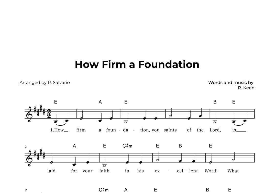How Firm a Foundation (Key of E Major) (arr. R. Salvario)