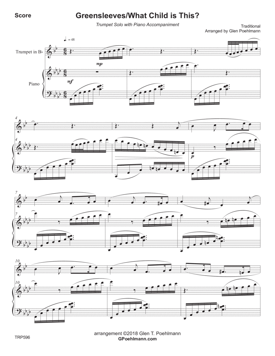 WHAT CHILD IS THIS? (Greensleeves) - TRUMPET SOLO with Piano Accompaniment (arr. Glen Poehlmann)