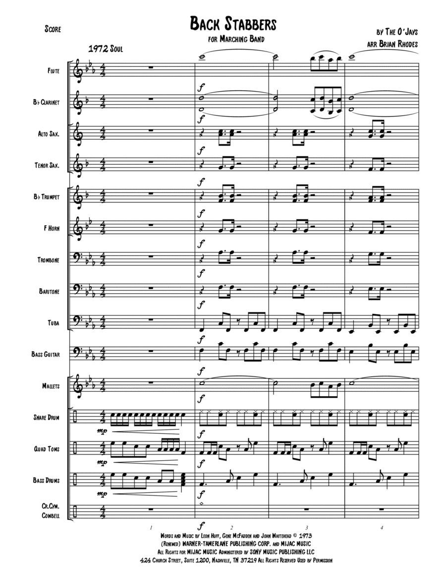 Back Stabbers (arr. Brian Rhodes)