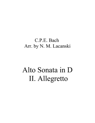 Sonata in D for Alto and String Quartet II. Allegretto (arr. Nick Lacanski)