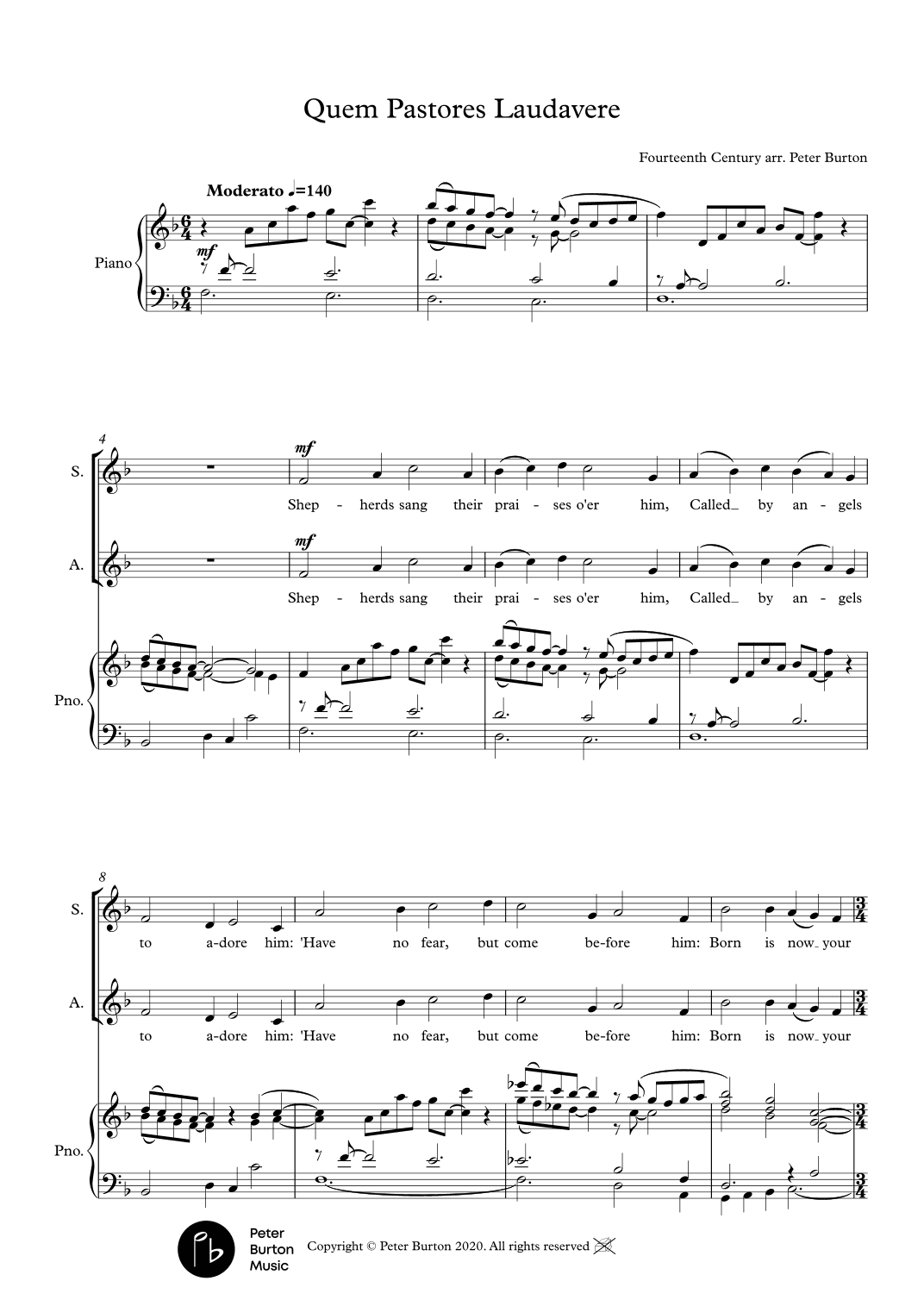 Quem Pastores Laudavere (arr. Peter Burton)