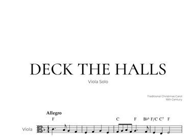 Deck The Halls (Viola Solo) - Christmas Carol (arr. Pedro Merendi)