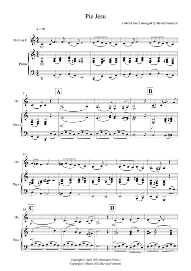 Pie Jesu (from Requiem) for French Horn and Piano (arr. David Burndrett)