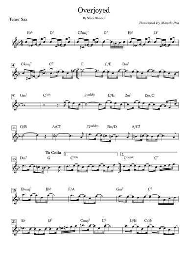 Overjoyed (arr. Transcribed By Marcelo Rea)