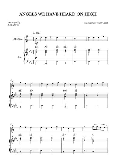 Angels We Have Heard on High | Christmas song | alto sax | easy beginner | Chords (arr. Milanov)
