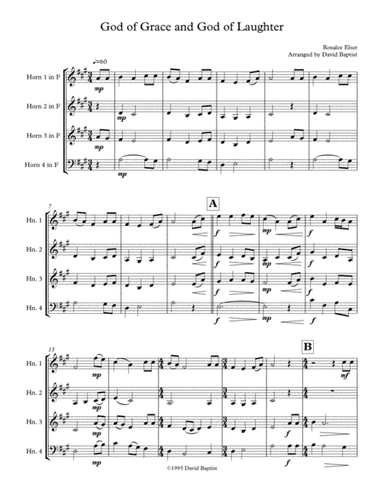 God of Grace and God of Laughter for French Horn Quartet (arr. David Baptist)
