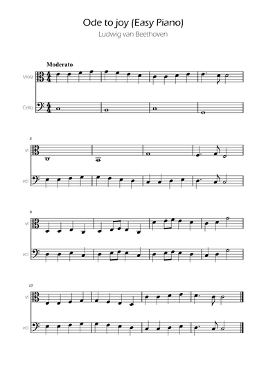 Ode To Joy - Easy Cello and Viola Duet (arr. Ygor Nunes)