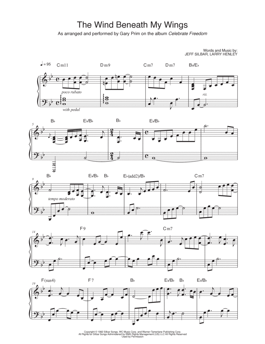 The Wind Beneath My Wings (arr. Gary Prim)