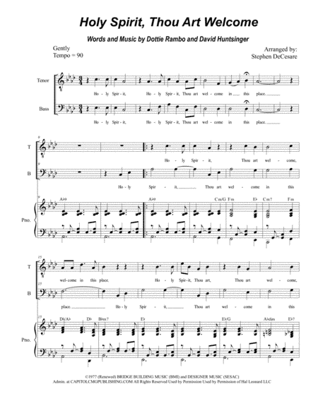 Holy Spirit, Thou Art Welcome (arr. Stephen DeCesare)