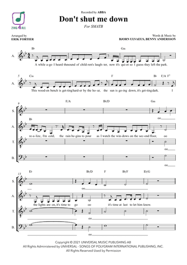 Don't Shut Me Down (arr. Erik Fortier)